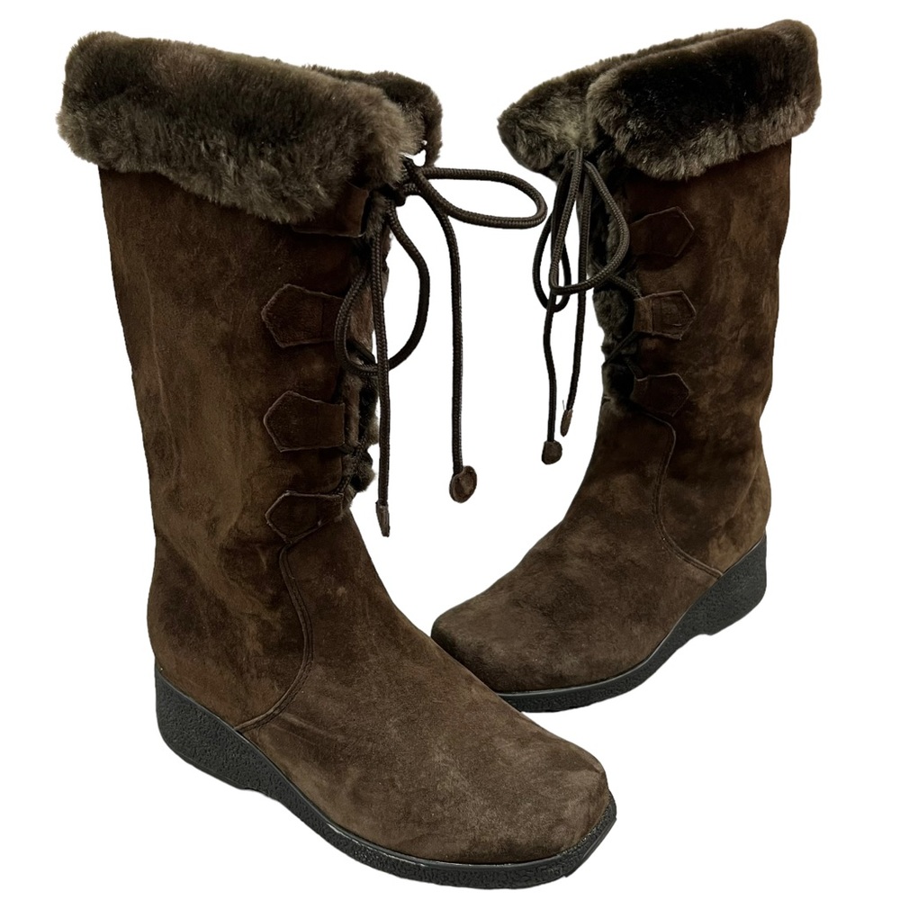 Sonoma - Suede - Brown Lace Up Faux Fur Winter Boots - Size 7.5